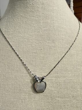 Authentic 18K KGP Mother of Pearl Apple Pendant 16” Necklace